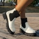 thumbnail image 3 of Botines mujer Nuevas Cómodas Botas De Tobillo De Tacón Inclinado De Suela Gruesa De Cuero Otoño E Invierno Botas De Moda De Tacón Medio Versátiles De Color Sólido De Estilo Británico (White 8.5), 3 of 6