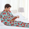 thumbnail image 6 of Honeii Watermelon Pattern Mens Pajamas Set,2pcs Men's Lounge Long Sleeve Sleep Shirt and Pajama Bottoms Sleepwear Set,Mens Pjs Sets-Small, 6 of 7