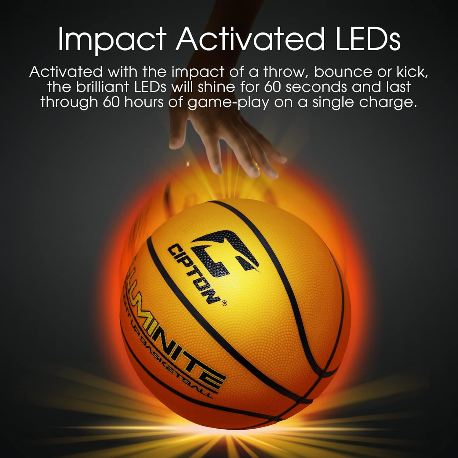 Cipton Basketball, LED Light Up Basketball, Junior Size 5 27.5" Indoor and Outdoor Basketball, Perfect for Outdoor Games, Basketball Pump Included, Premium Rubber Basketball