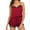 Wine Red, variant on FAFWYP Women 2 Pieces Pajamas Sets Lace Trim Satin Cami Sleepwear Sleeveless Strap Top and High Elastic Drawstring Shorts Nightwear Sets