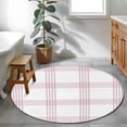 thumbnail image 5 of Red Buffalo Plaid Round Rug 3ft Washable Circle Entryway Rugs Non Slip Farmhouse Checkered Watercolor Area Rug Indoor Floor Carpet for Bedroom Kitchen Living Room Home Office Dining Room Nursery, 5 of 9
