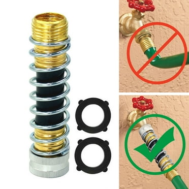 Garden Hose Extension Adapters, 4.7"L Hose Protectors with Coil Spring, Brass Hose/Pipe Connectors with 3/4" Threaded Hose Fittings