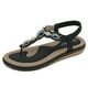 thumbnail image 1 of Sandalias Casual Flip Flop Banda Elástica Pisos de Playa para Fiesta Vacaciones (37) Negro, 1 of 8
