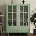 thumbnail image 6 of Sideboard Buffet Cabinet, Dining Room Storage Cabinet, Entryway Cabinet with Glass Doors Drawer for Living Room, Dining Room, Bathroom, Adjustable Shelf, Mint Green, 6 of 8