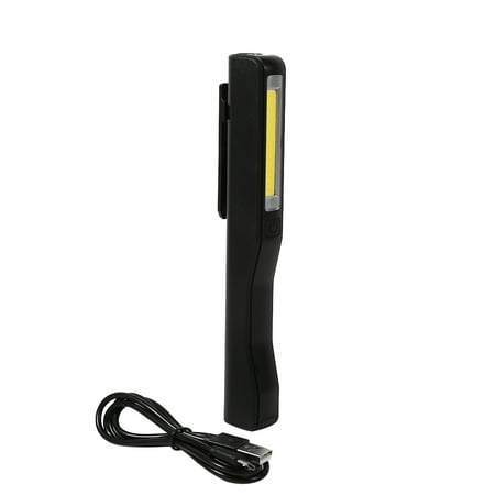 

1Pc Portable Led Hand Torch USB Rechargeable Magnet Clip Work Light Inspection Lamp (Black)