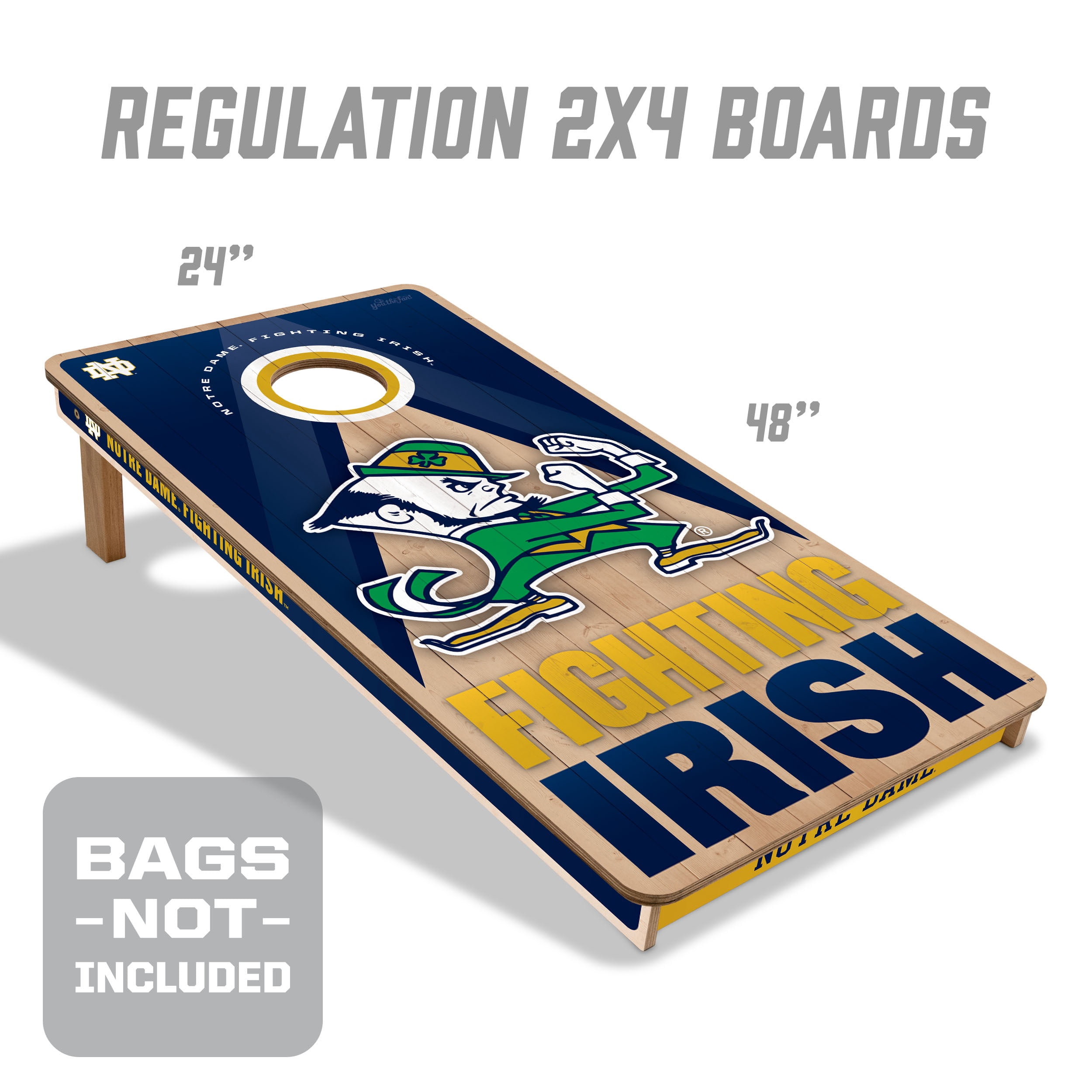 YouTheFan NCAA ND Fighting Irish 2X4 Slogan Series Cornhole NO BAGS