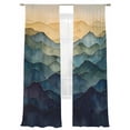 thumbnail image 2 of Abstract Art Sheer Curtains 108 Inches Long 2 Panels Modernism Green Yellow Gradient Stripe Light Filtering Semi Sheer Window Curtains Drapes for Bedroom Living Room 52"x108", 2 of 7