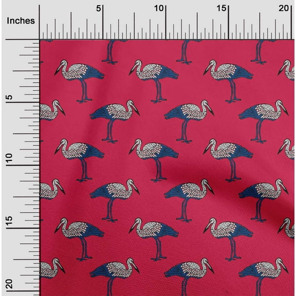 oneOone Organic Cotton Poplin Twill Fabric Heron Block Print Sewing Fabric BTY 42 Inch Wide