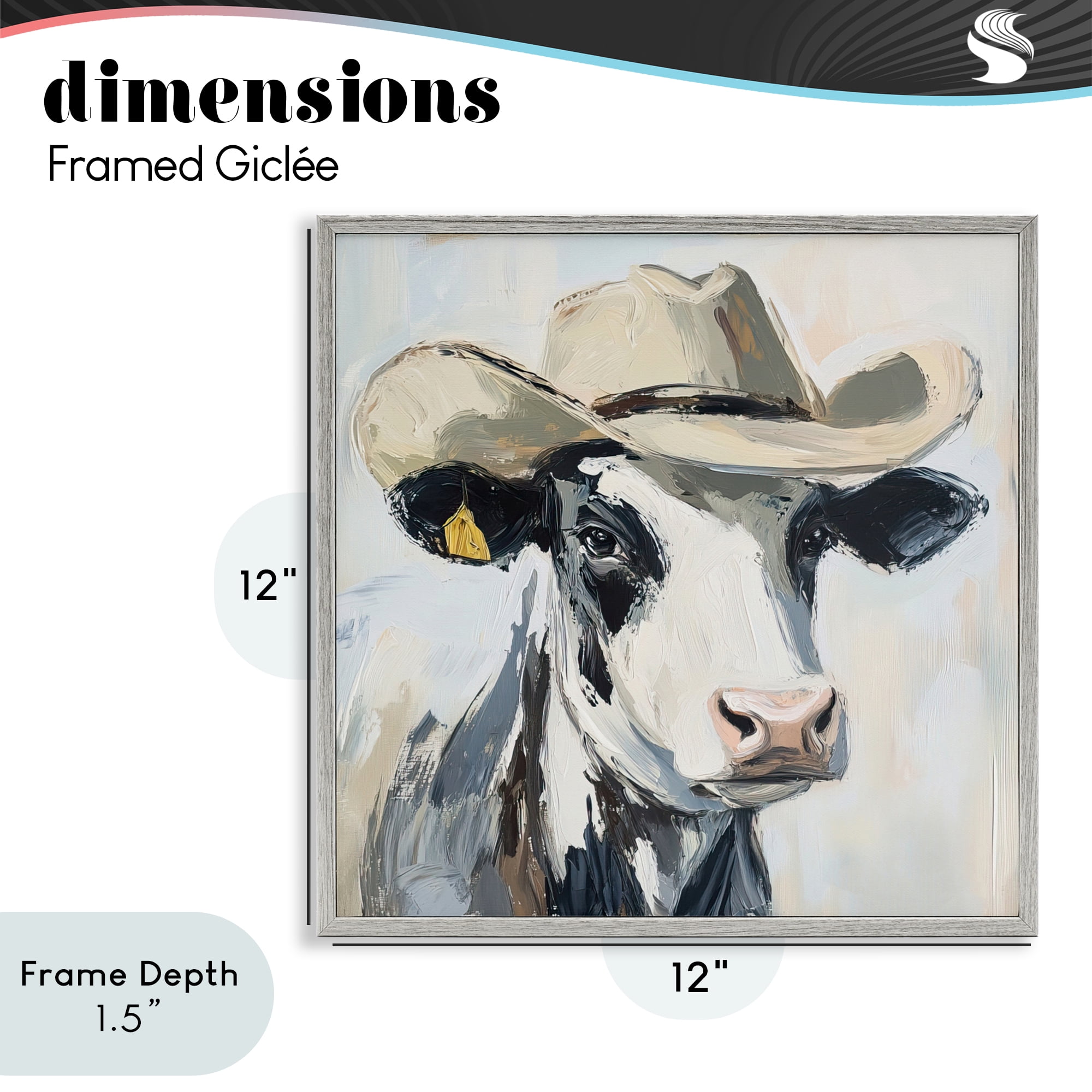 Stupell Industries Cowboy Carl Cow Gray Framed Giclee Art, design by Tina LeCour