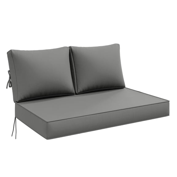 Snubbull Deep Seating Outdoor Loveseat Cushion Set, 3 Piece Patio Sofa Replacement Cushions with Thick Foam Seat and Back Cushions, Outdoor Furniture Cushions for Patio, Garden, Light Grey