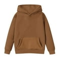 thumbnail image 3 of CLOISE Girls Hoodie Boys Toddler Long Sleeve Hooded Sweatshirt Tops with Pocket Color Block Outfits Fall Winter Clothes Brown 4T, 3 of 7