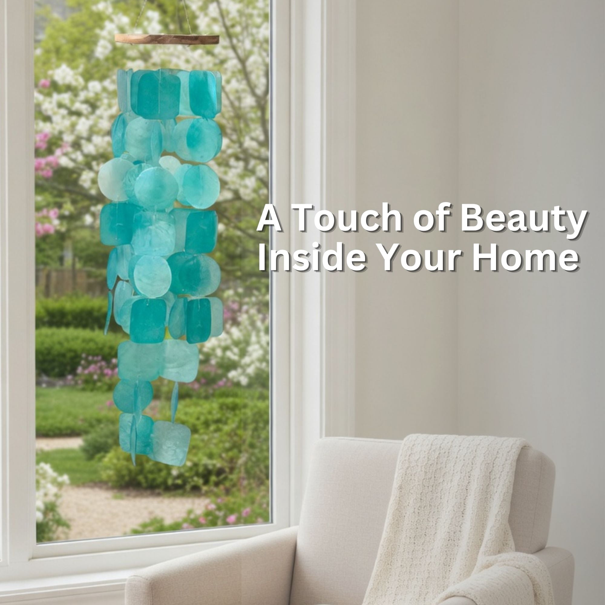 Solange & Frances Handmade Capiz Wind chimes for Outside, Mother's Day Gift Ideas