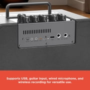 RadioShack 110W Wireless Speaker with Bluetooth, LED Light Effects, Bass and Echo Controls, USB and AUX Input, Guitar and Microphone Ports, Model 4001986