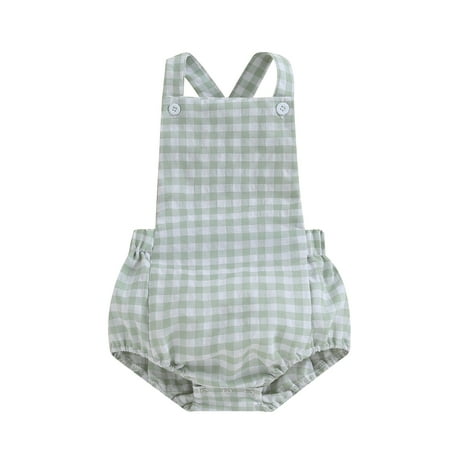 

Bagilaanoe Newborn Baby Girl Rompers Plaid Sleeveless Bodysuit 3M 6M 9M 12M 18M 24M Infant Overalls One Piece Jumpsuit