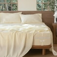 thumbnail image 5 of MooMee 100% Washed Cotton Fitted Sheet King Linen Like Textured Extra-Deep Pocket Breathable Soft (Cream White), 5 of 7