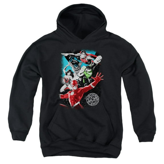 Jla - Galactic Attack - Youth Hooded Sweatshirt - Large