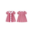 thumbnail image 2 of BemeyourBBs Toddler Girl 4th of July Dress Fourth of July Outfit Baby Girl Memorial Day Independent Day Outfits Summer Gingham Plaid Dress Ice Cream Embroidery Short Sleeve Doll Collar A-Line Dress, 2 of 9