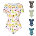 thumbnail image 5 of Women Slim Romper Cartoon Print Short Sleeve Round Neck Playsuit Home Sleepwear, 5 of 11