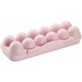 thumbnail image 1 of Caja de almacenamiento de 12 huevos de celosía, soporte de plástico para huevos, cajas de huevos con tapas, adecuado para refrigerador, exterior (rosa), 1 of 5