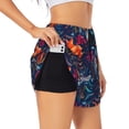 thumbnail image 3 of Lsque Tropical Flower Printed Women's Running Shorts with Liner Pockets,Elastic Quick Dry Workout Athletic Gym Yoga Shorts,Womens High Waist Shorts-XX-Large, 3 of 9