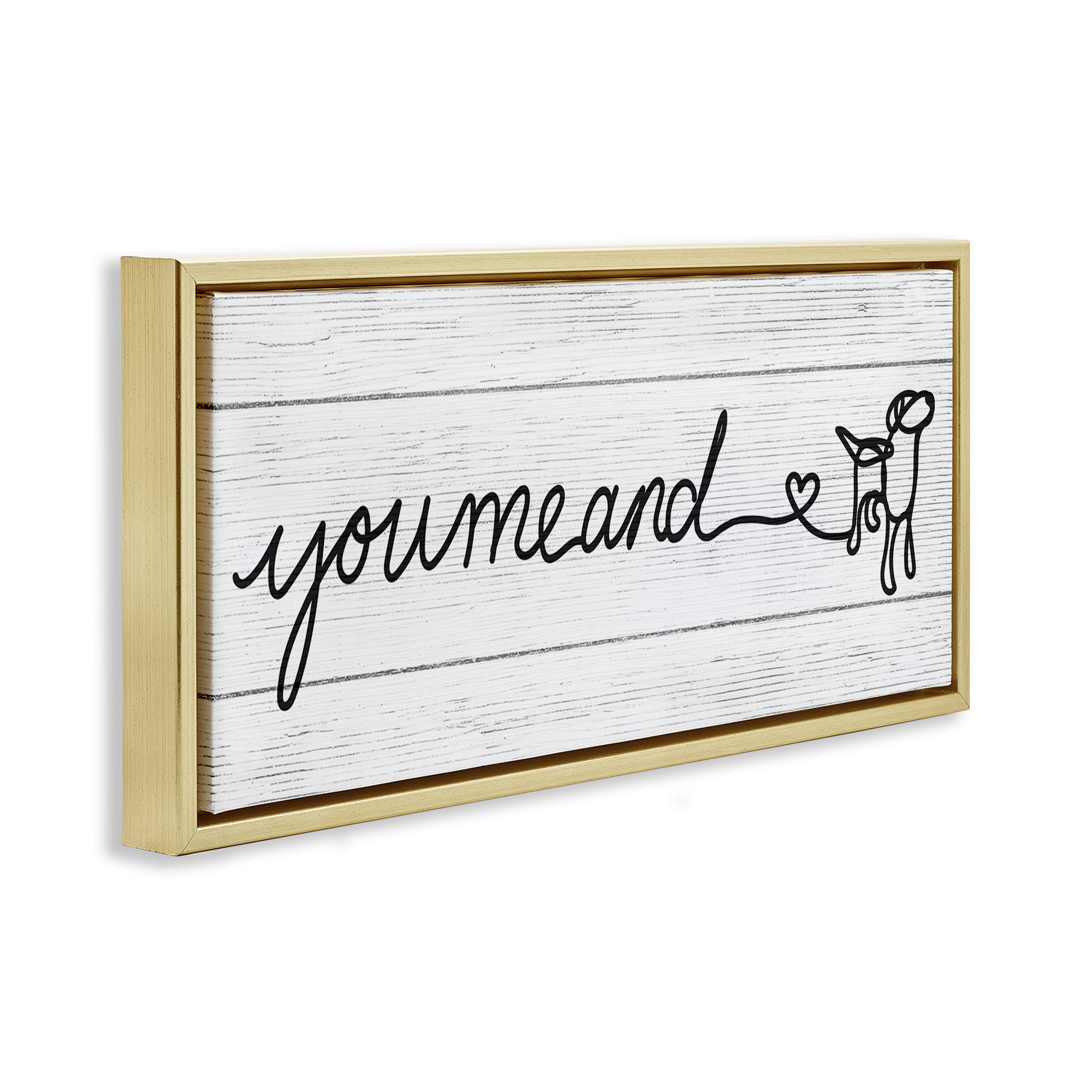 Stupell Industries Country You Me & Dog Typography Painting Gold Floater Framed Canvas Art Print Wall Art, 31 x 14