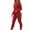 Red, variant on Azrian 2Pcs Womens Round Neck Solid Long Sleeve Blouse Loose Pants Sets