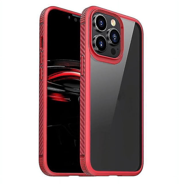 Funda protectora de TPU de fibra de carbono + PC transparente con cuatro esquinas y airbag a prueba de golpes para iPhone 13 serie MG