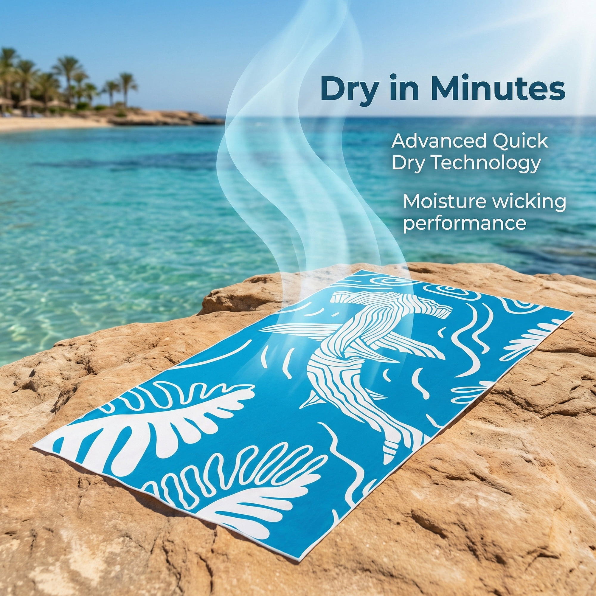 Unique Bargains Sand Free Absorbent Dolphin Print Beach Towel Light Green 63" x 31"