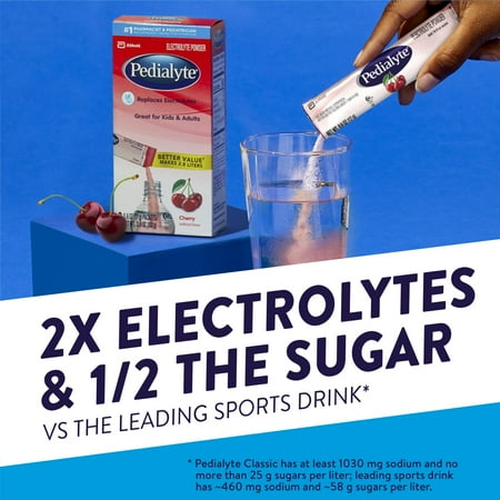 Pedialyte Electrolyte Powder Packets, Cherry, Hydration Drink, 36 Single-Serving Powder Packets