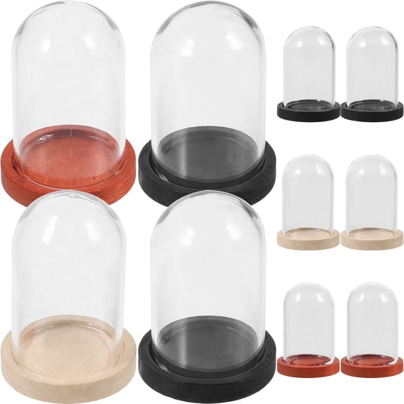 STOBOK Transparent Glass Dome With Tray Clear Glass Display 10 Sets