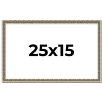 25x15 Frame Silver Versailles Ornate Solid Wood Picture Frame | 1 Inch Moulding Width | Interior