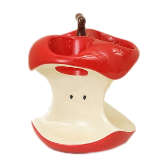 Elainilye Apple Toothbrush Holder, Ceramic Base for Bathroom Countertop, Christmas Design Toothpaste Storage Rack, Creative Organizer for Home