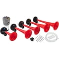 thumbnail image 2 of Vixen Horns LOUD 5/Five Trumpet Dixie Musical/Music Sound Air Horn with Compressor Full Complete System/Kit Red 12V VXH6801R, 2 of 4