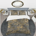 thumbnail image 2 of Designart « Motif à Carreaux Dorés I » Ensemble Housse de Couette Style Mi-Siècle, 2 of 4