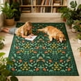 thumbnail image 5 of ARJINCUTE Spring Blooms Vintage Green Area Rugs 9'x12', Non Slip, Low Pile, Soft Touch, Machine Washable, Foldable, 5 of 9