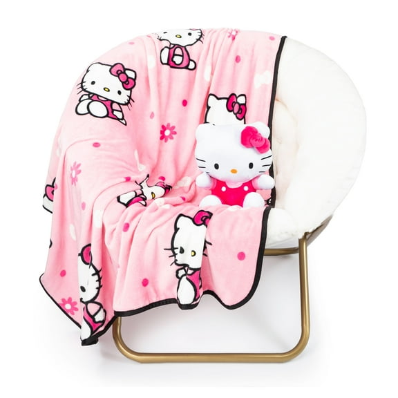 Sanrio Hello Kitty Girly Pink Throw Blanket and Mini Pillow Buddy Set - 46x60 Bedding