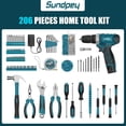 thumbnail image 2 of Kit de herramientas Sundpey 206 piezas con combinación de taladro eléctrico inalámbrico de 12 V, 2 of 8