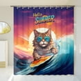 thumbnail image 3 of Retro Surfing Maine Coon in Cool Sunglasses Hello Summer Waves Shower Curtain Cat Lover Kitten Owner Gifts Waterproof Bathroom Bathtub Curtain - 10001, 3 of 5
