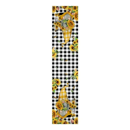

MRULIC Decorative Table Banner Summer Festival Cute Gnome Flower Tulips Sunflower Cotton Linen Table Flag Decoration Cloth Table Runners Home Decoration + B