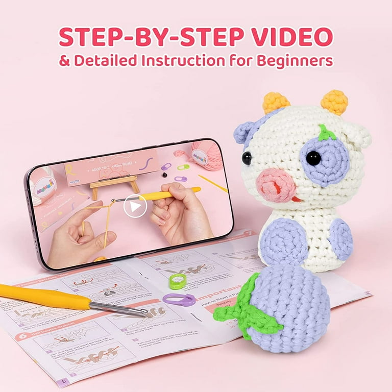 Mewaii Original Designed Berry Crochet Cow Kits with Easy Peasy