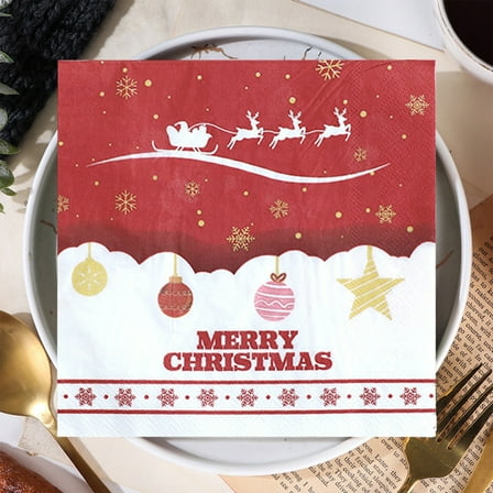 Christmas Napkins 20-Pack - 6.69" Red Disposable Holiday Dinner Napkins for Parties, Festive Table Decor & Winter Gatherings‌