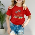 thumbnail image 2 of FAOWME Boys Girls Island Print Casual T-Shirt Fashion Kids Comfort Fit Tops Beach Dailywear Tee Red 6-7 Years, 2 of 4
