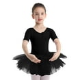 thumbnail image 2 of YONGHS Kids Girls Short Sleeves Ballet Dance Leotard Dress Mesh Tutu Skirt 2-14 Black 10-12, 2 of 7