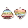 thumbnail image 3 of Rainbow color Natural Imperial Jasper Link Connectors with Light golden Plated Brass Edge and Loop Dyed Triangle 29.5x22x5mm Hole: 2.5mm, 3 of 3
