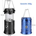 thumbnail image 1 of Linterna solar para acampar, linterna de jardín recargable, linterna de jardín, iluminación de tienda de campaña con interfaz USB, soporte de carga móvil impermeable (azul) ShuxiuWang 9024735163251, 1 of 1