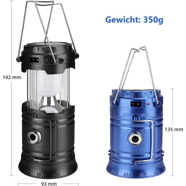 Linterna solar para acampar, linterna de jardín recargable, linterna de jardín, iluminación de tienda de campaña con interfaz USB, soporte de carga móvil impermeable (azul) ShuxiuWang 9024735163251