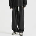 thumbnail image 4 of Men Loose Fit Pants Wide Leg Relaxed Fit Vintage Solid Color Streetwear Pants for Teens Outdoor, 4 of 8