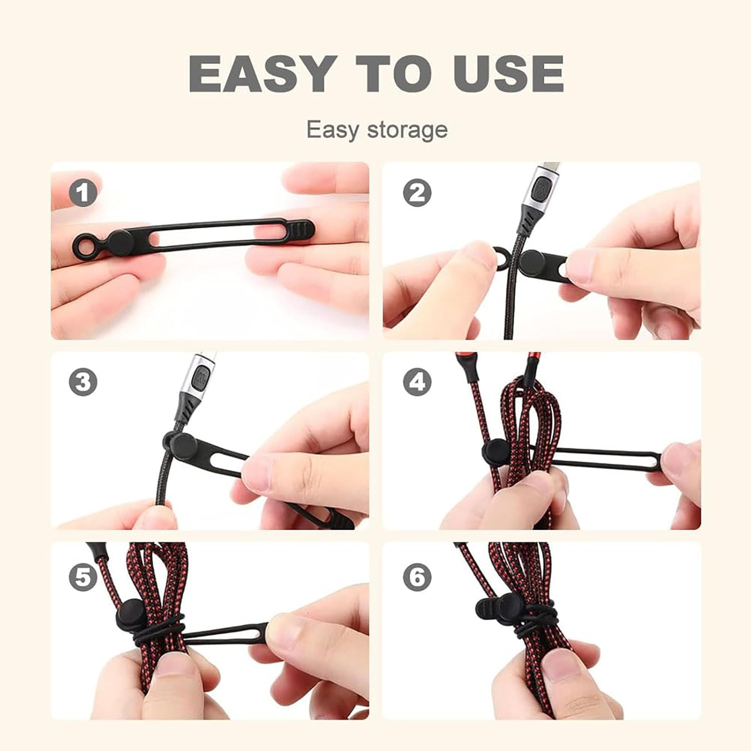 Cable Organizer, 2026 New Silicone Cable Organizers, Multipurpose Elastic Cord Bundling Straps, Portable Cable Management for Home Office (30)