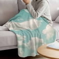 thumbnail image 3 of Turquoise Cloudy Sky Blanket Soft Cozy Warm Throw Blanket for Couch, Plush Fuzzy Flannel Fleece Blankets for Sofa, Modern Clouds Nature Scenery Bed Blankets Lightweight Gifts for Women, 50"x80", 3 of 9