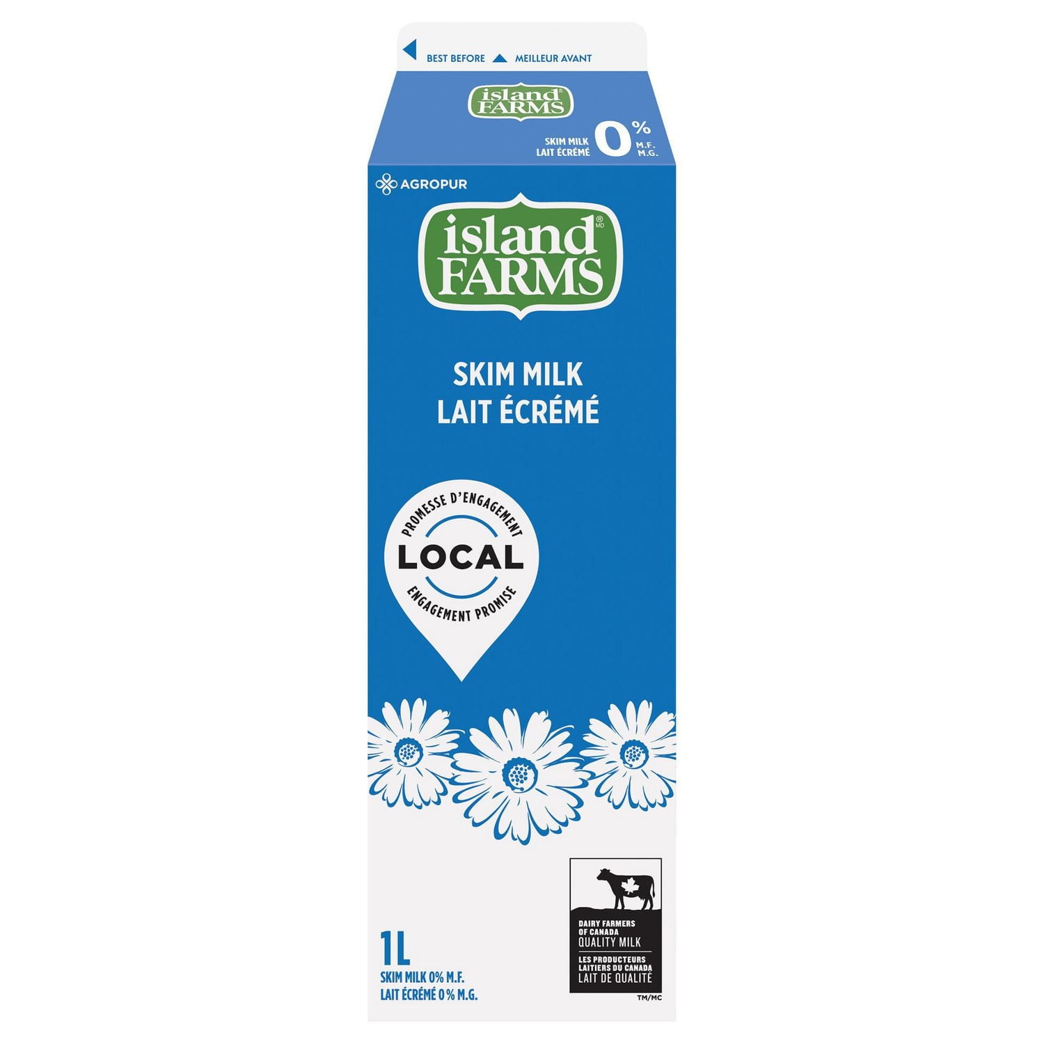 Island Farms 0% Fat Free Skim Milk, 1 L